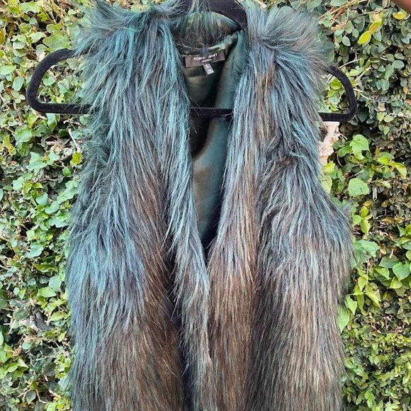 Green Faux Fur Vest - Picture 1 of 7